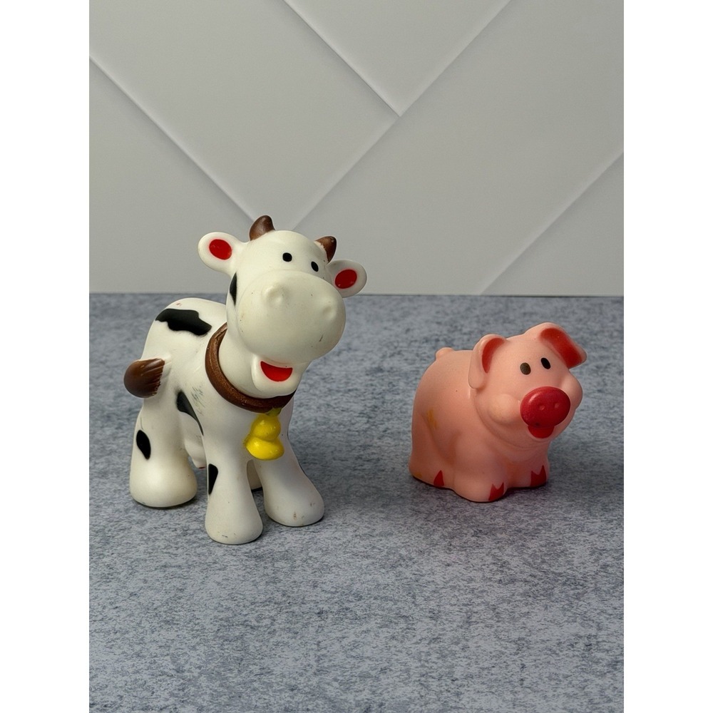 Vintage Unbranded Soft Plastic Pig And Cow Figures Unknown Playset